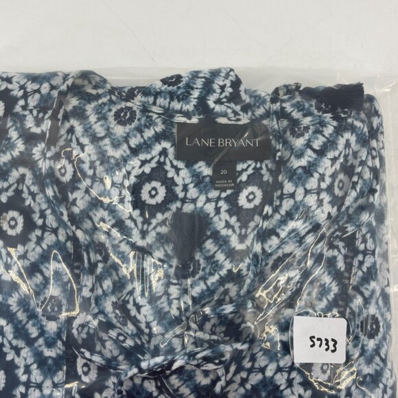 Lane Bryant Plus Short Sleeve Tasseled Tie Dye Pattern Shirt Top Blouse Size 20 - Picture 12 of 12